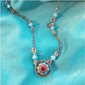 Vintage Liz Palacios Blue & Pink Swarovski Crystal Delicate Necklace